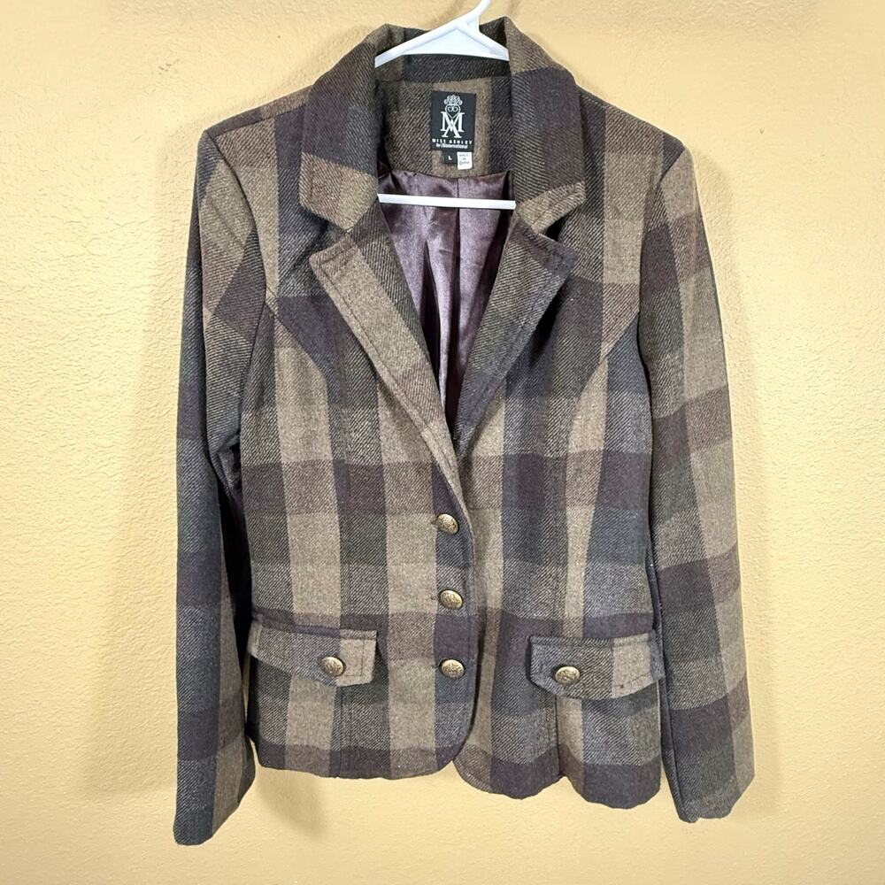 Ashley by 26 International Womens Vintage Style Blazer Jacket L Wool Blend